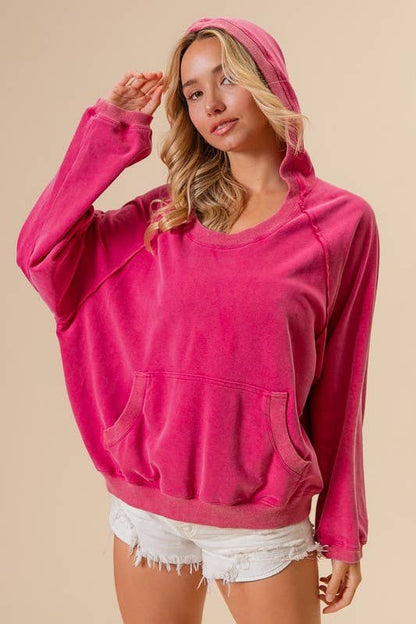 Washed French Terry Hoodie Top