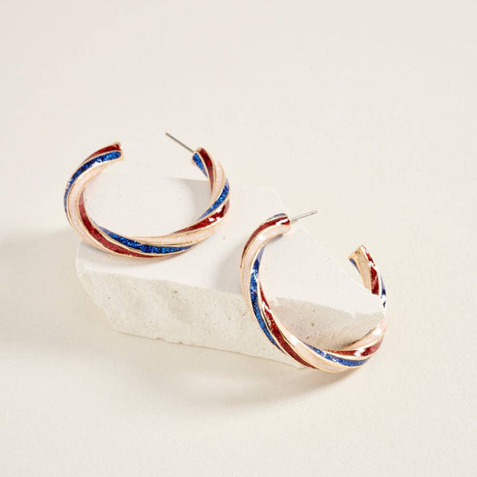 USA Flag Hoop Earrings