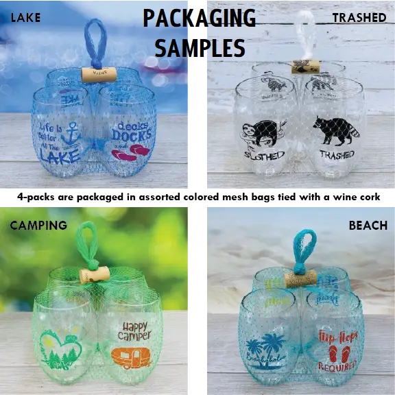 GIRLS TRIP Unbreakable Stemless TRITAN Plastic Wine Glasses