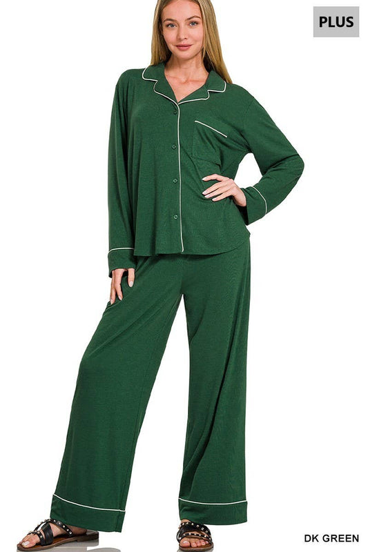 Plus Size Green Pj Set