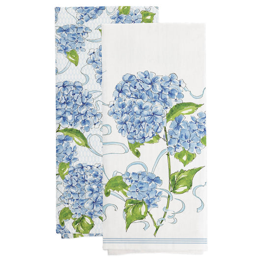 Blue Hydrangea Cotton Tea Towels Set of 2 Rosanne Beck