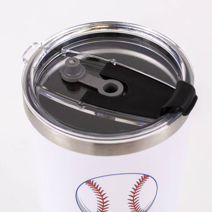 Baseball Tumbler   White/Red/Blue   30oz