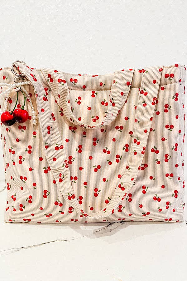 Cherry Print Tote Bag
