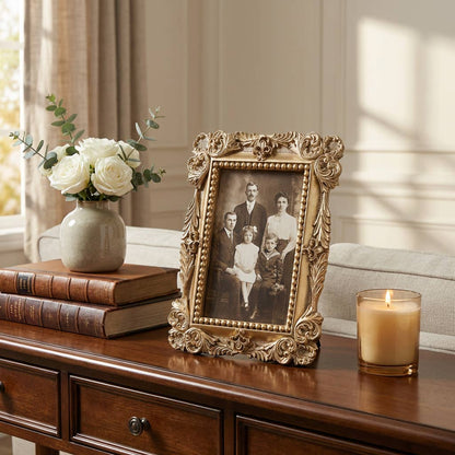 4" x 6" Ornate Gold Polyresin Picture Frame