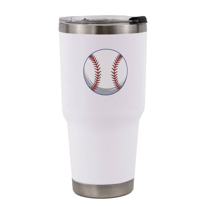 Baseball Tumbler   White/Red/Blue   30oz