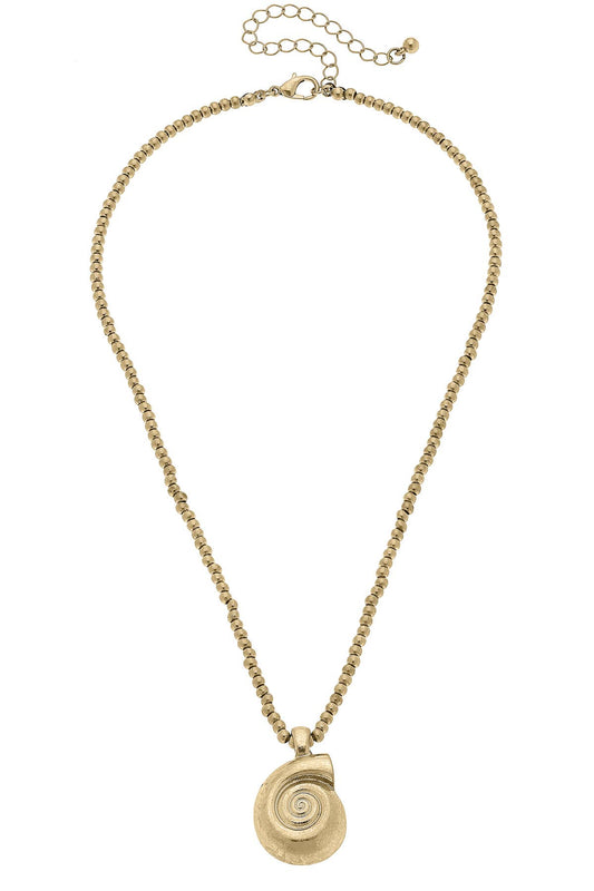 Cordelia Shell Necklace in Shiny Gold
