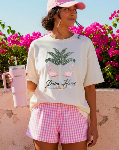 Preppy Palm Hotel Graphic Tee Summer Palm Springs Vacation
