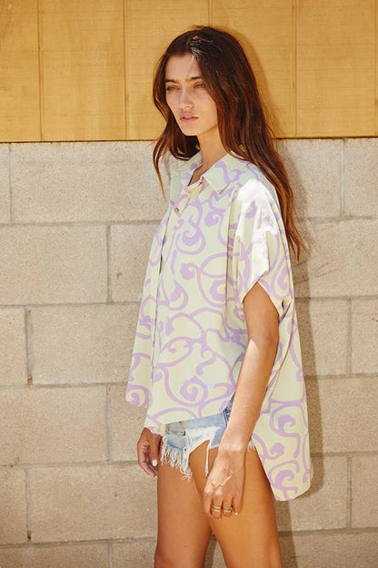 Short Dolman Sleeve Oversized Shirt
