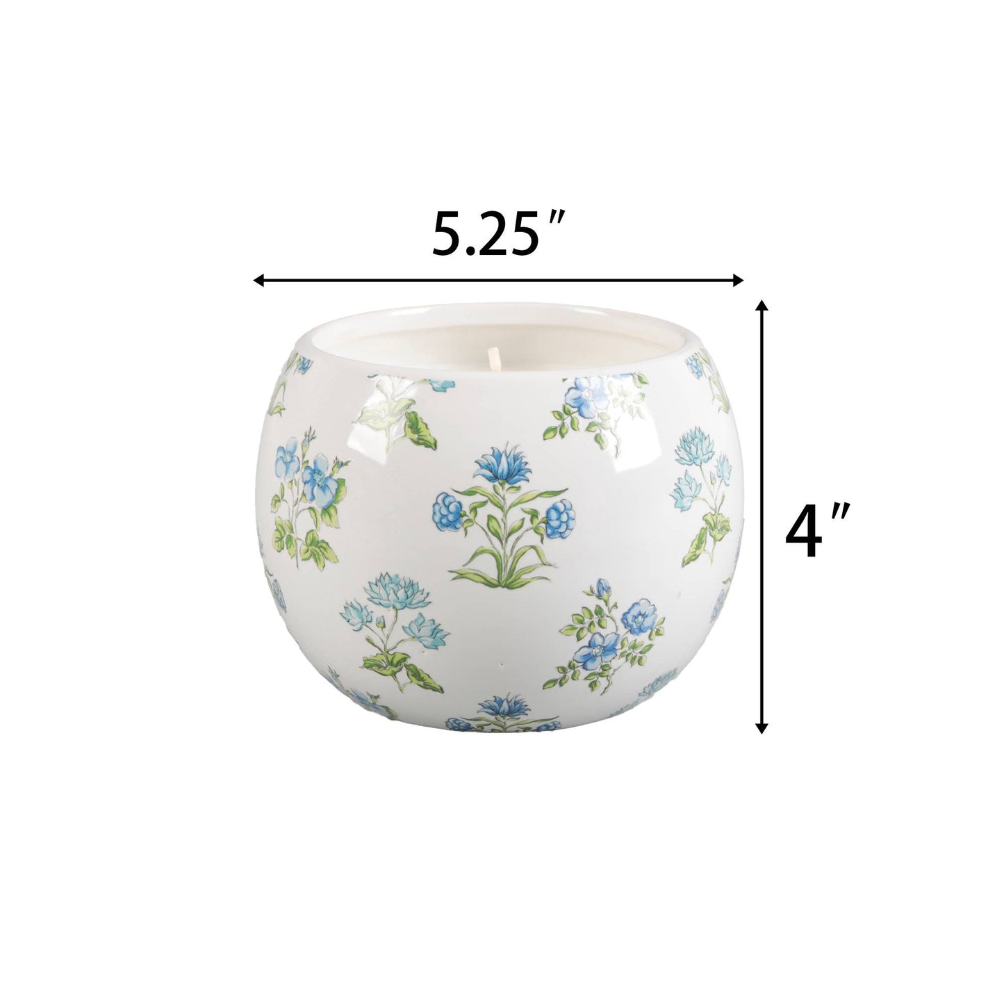 Ceramic Blue Floral Candle – Garden Terrace (16.5 oz)