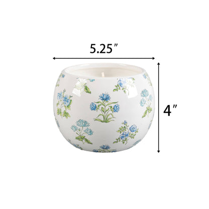 Ceramic Blue Floral Candle – Garden Terrace (16.5 oz)