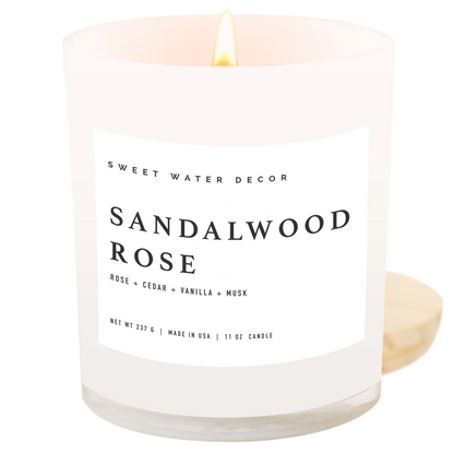 Sandalwood Rose 11 oz Soy Candleu