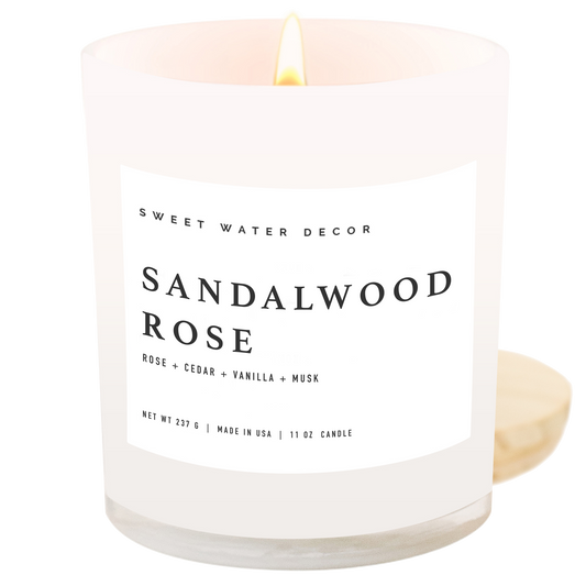Sandalwood Rose 11 oz Soy Candleu