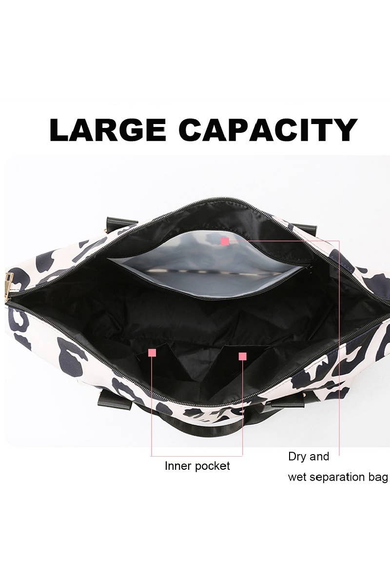 Leopard Print Large Weekend Travel Duffle Bag: PINK