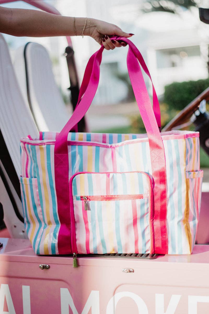 Multicolored Stripes Wholesale Oversized Foldable Tote
