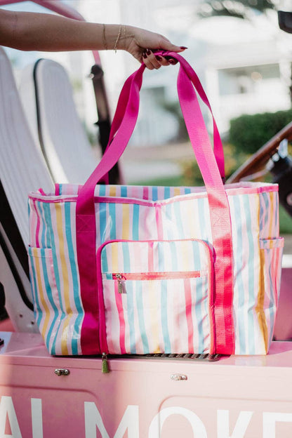 Multicolored Stripes Wholesale Oversized Foldable Tote