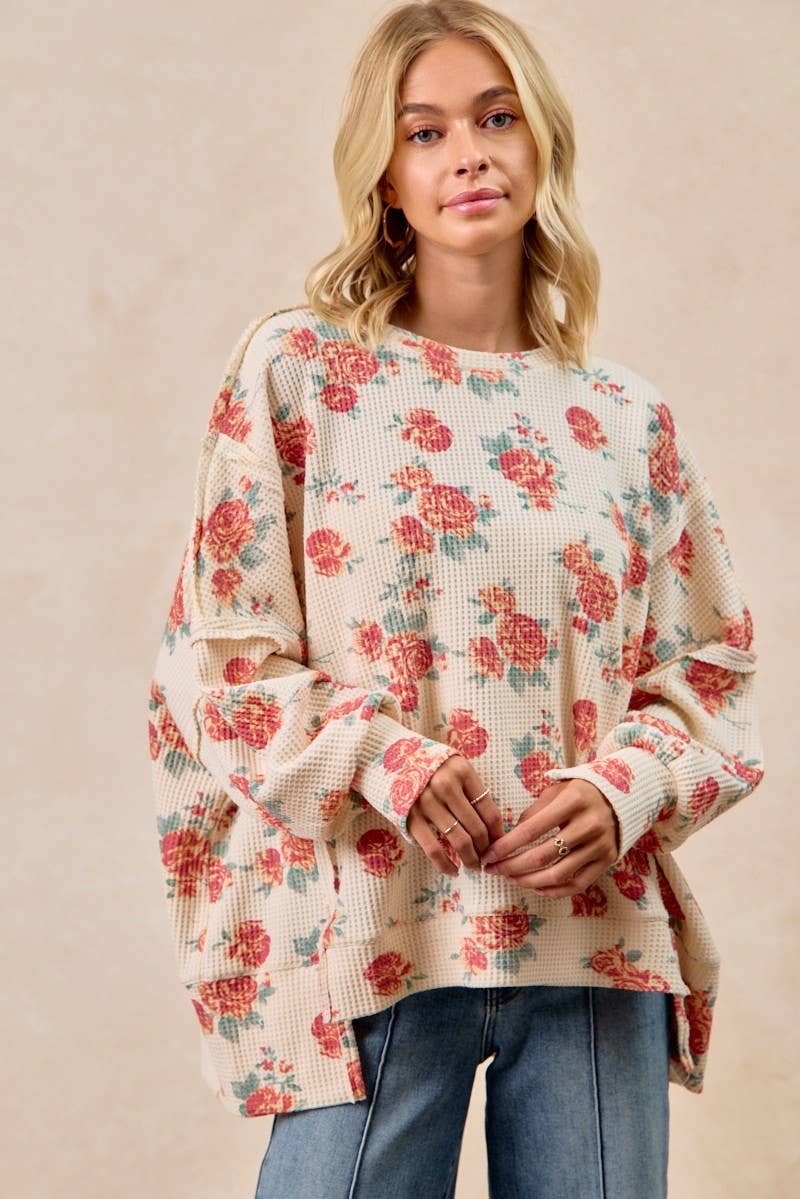 Floral Waffle Sweatshirt