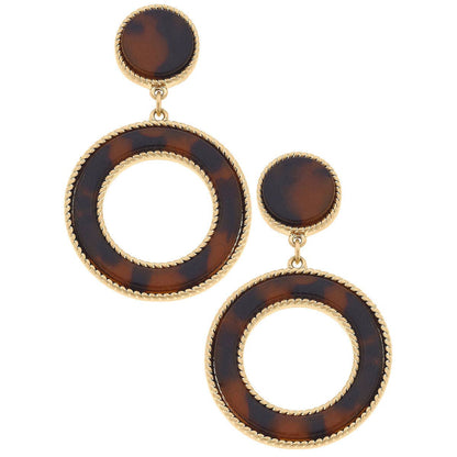 Sadie Linked Open-Circle Drop Earrings in Tortoise