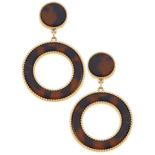 Sadie Linked Open-Circle Drop Earrings in Tortoise