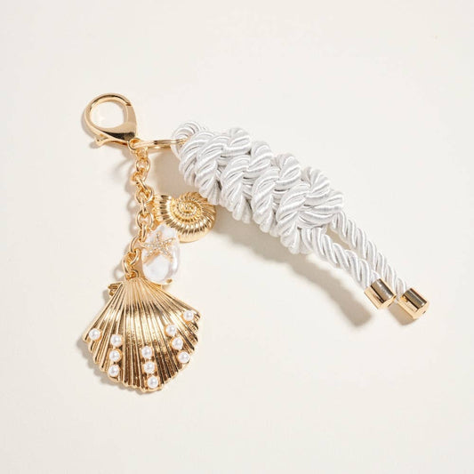 7 Inch Shell Clam Pearl Star Keychain Bag Charm