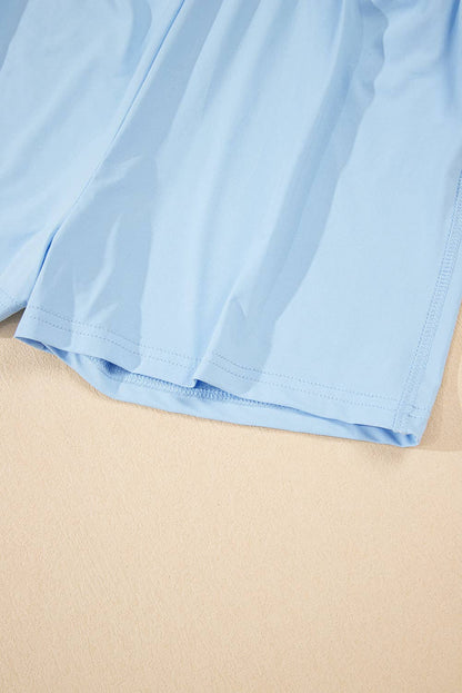 Solid Drawstring High Waist Skort