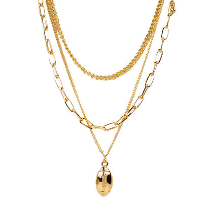 Football Layered Necklace   Gold   14"/16"/17"