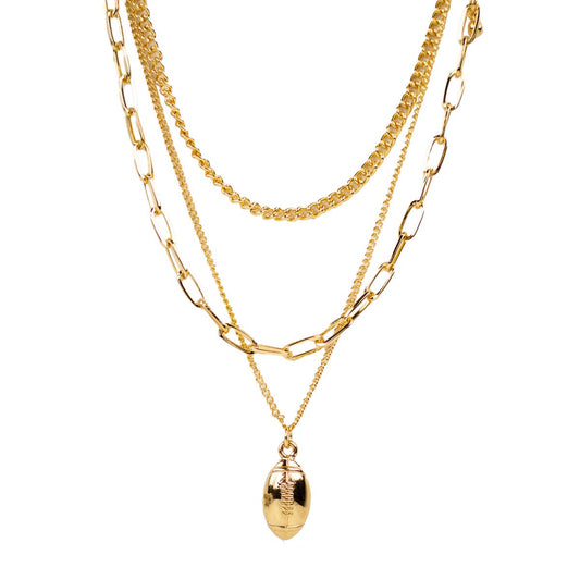 Football Layered Necklace   Gold   14"/16"/17"