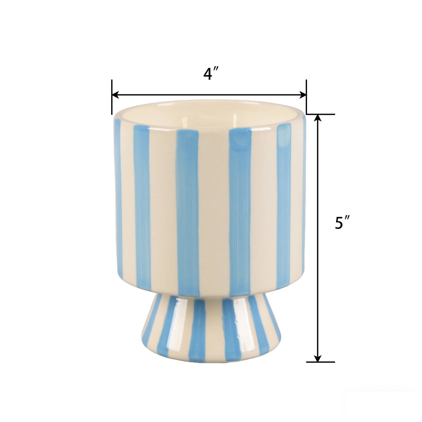 Blue Stripe Pedestal Glass Candle – Resort