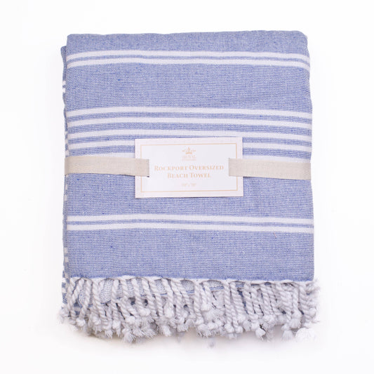 Rockport Oversized Beach Towel   Blue/White   39x70