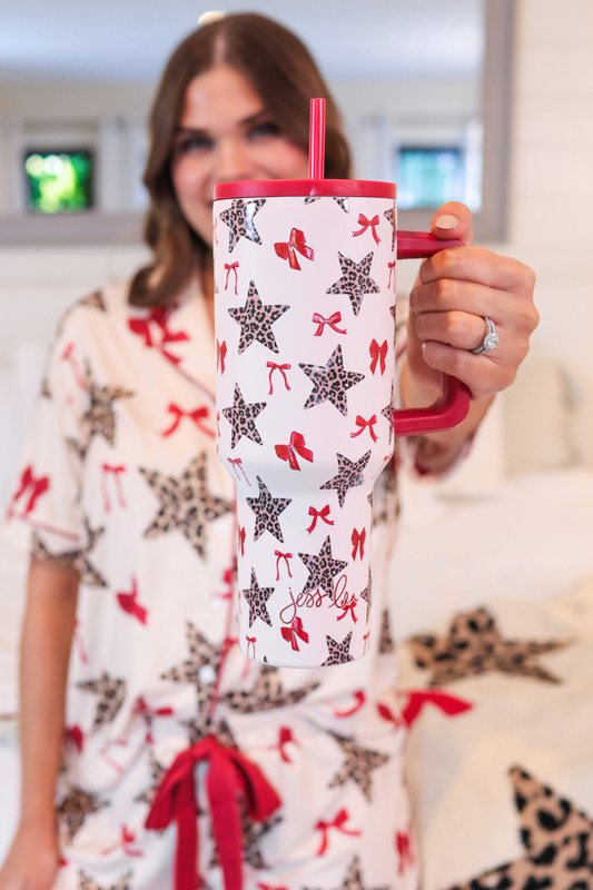 Leopard Star & Red Bow Mega Mug
