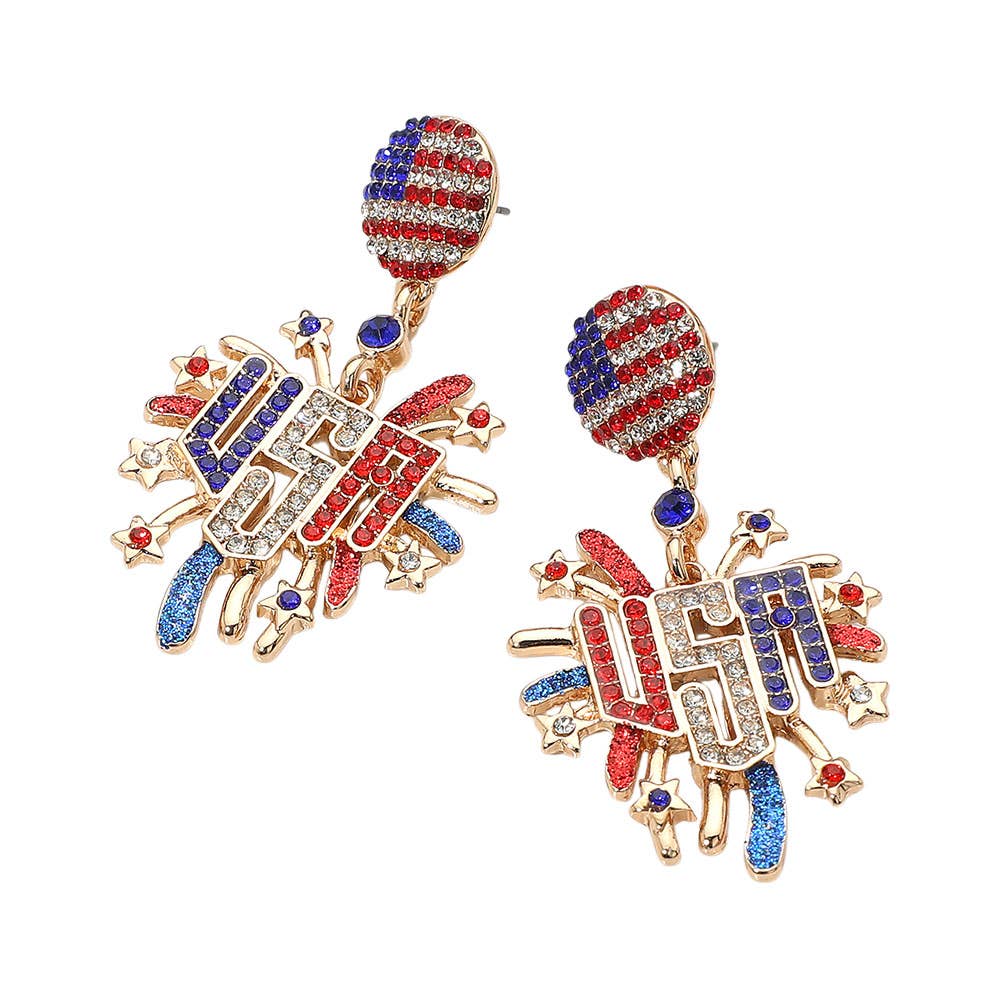 American USA Flag  Firework Dangle Earrings