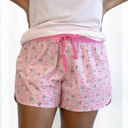 Women's HoHoHo Santa Lounge Shorts   Pink   -Asst.