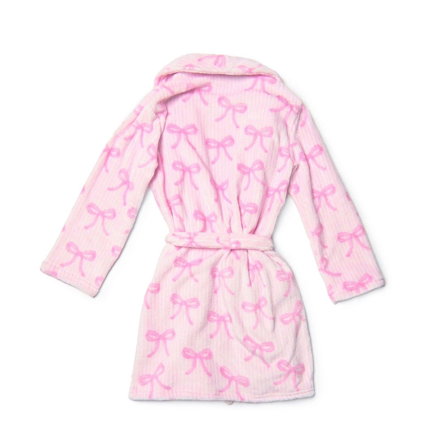 Fleece Striped Bow Printed Cozy Bathrobe