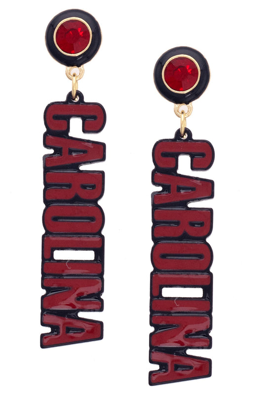 South Caroline Gamecocks Resin Block Letter Earrings