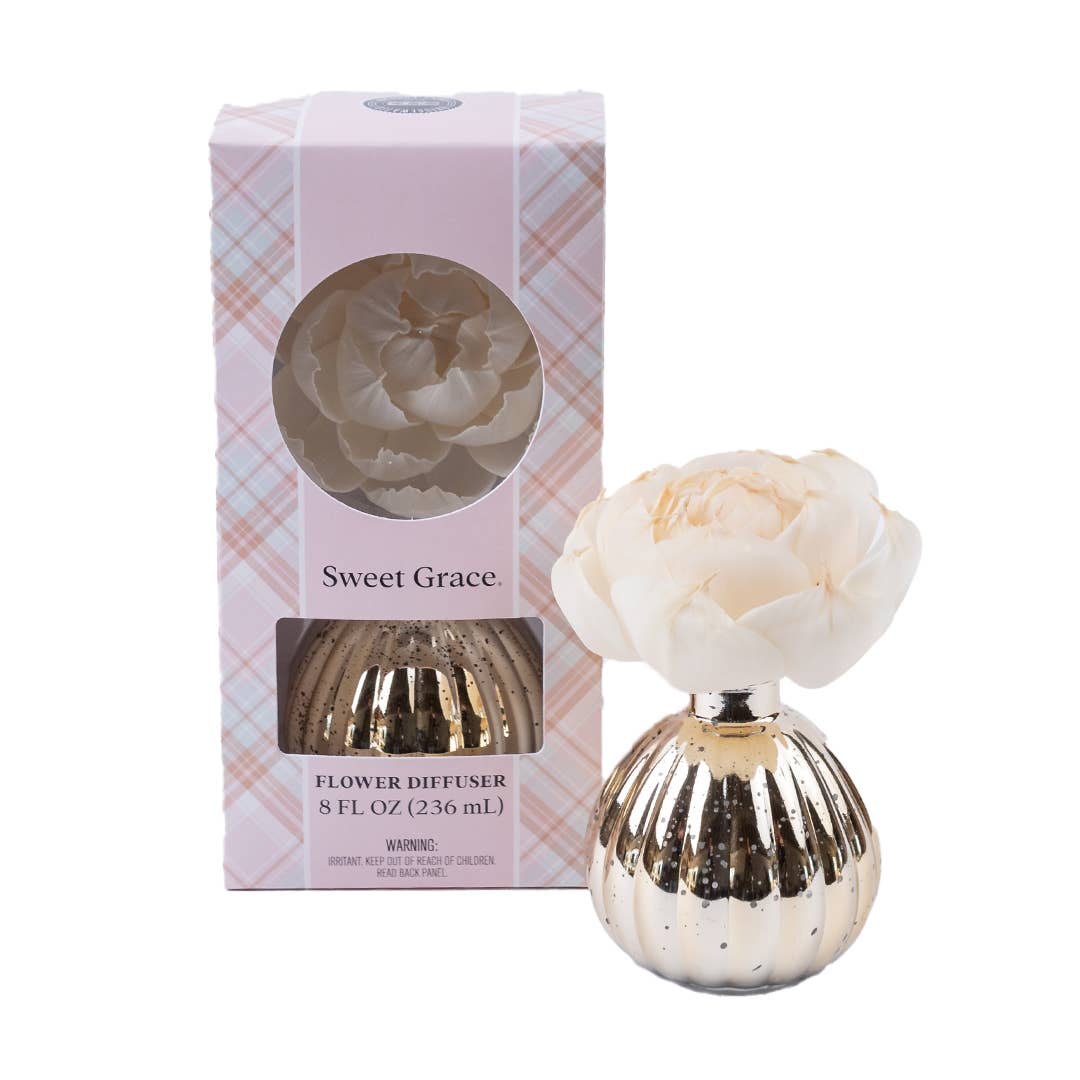 Sweet Grace Plaid Flower Diffuser | Metallic Vessel