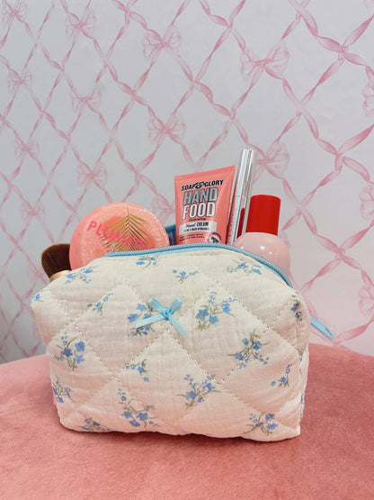 Small Blue Bow Makeup Bag