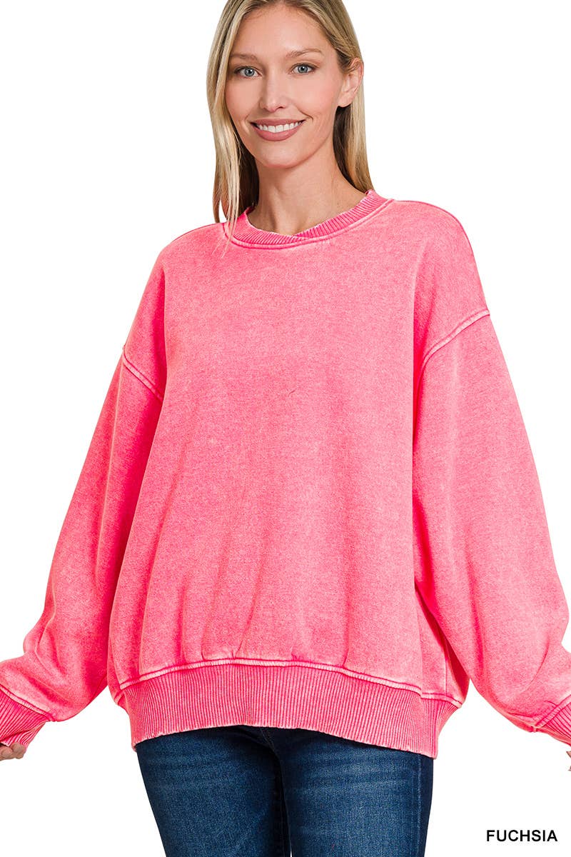 Acid Wash Oversized Pullover