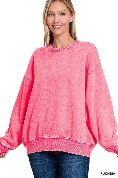 Acid Wash Oversized Pullover