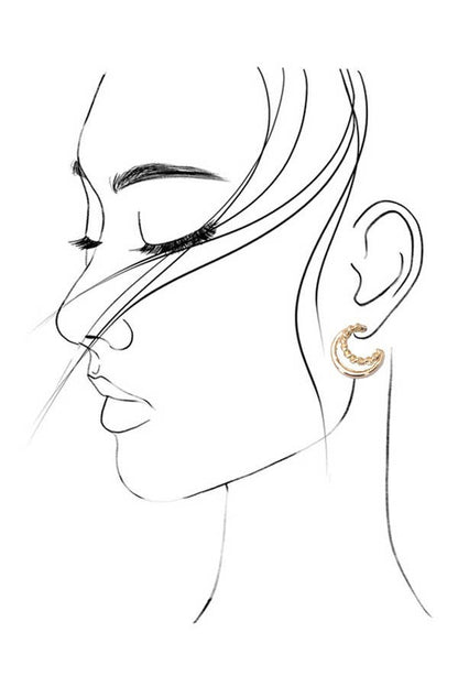 GOLD PEARL HOOP STUD TRIO EARRINGS