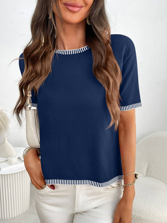 Striped Trim Sweater