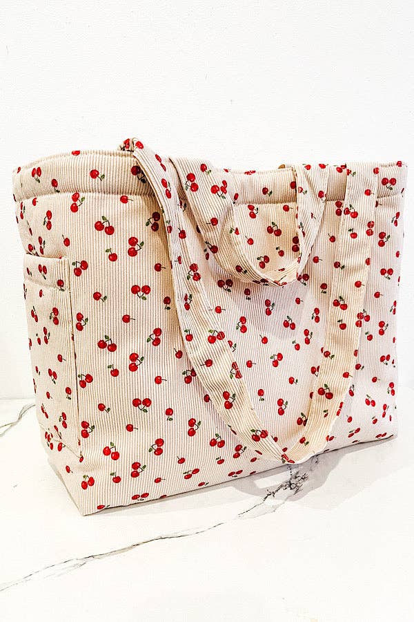 Cherry Print Tote Bag