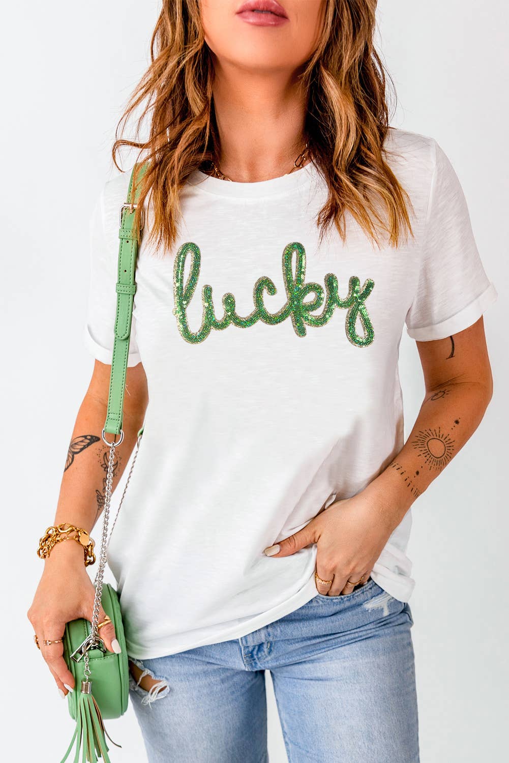 Sequin Lucky St.Pats Day Tee