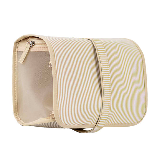 Pinstripe Travel Cosmetic   White/Shell   9.75x8x2.75