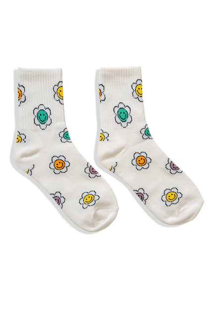 Smile Flowers Art Work Socks