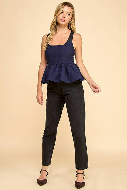 Gameday Buckle racer back babydoll halter top