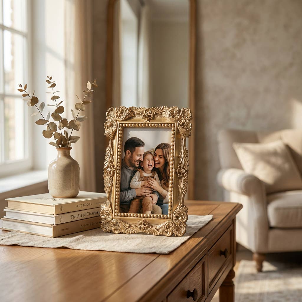 4" x 6" Ornate Gold Polyresin Picture Frame