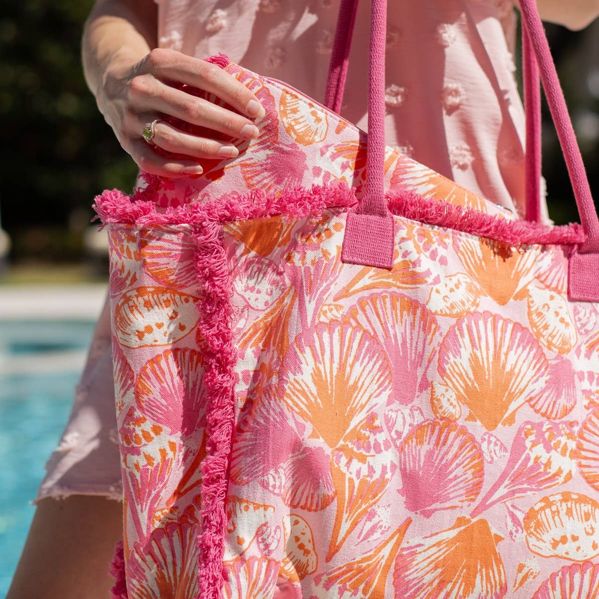 Sanibel Fringe Cosmetic   Pink/Apricot/Blossom   10.5x8.5