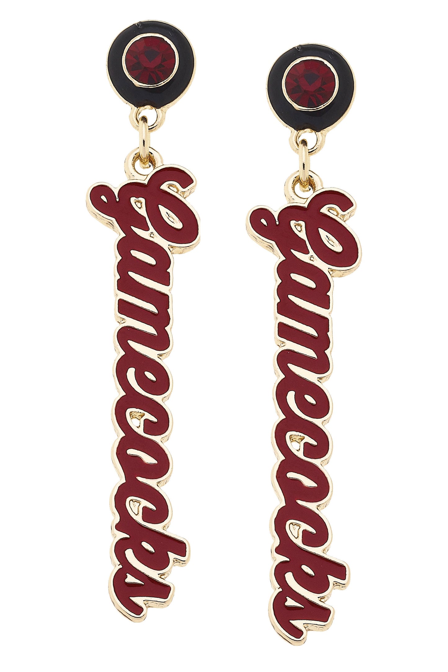 South Carolina Gamecocks Autograph Enamel Earrings in Garnet