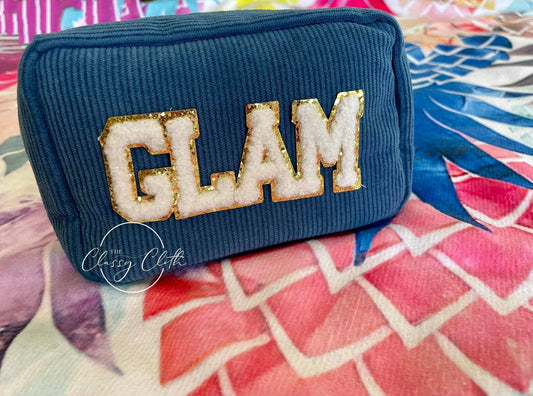 Chenille Letter Corduroy Makeup Bag