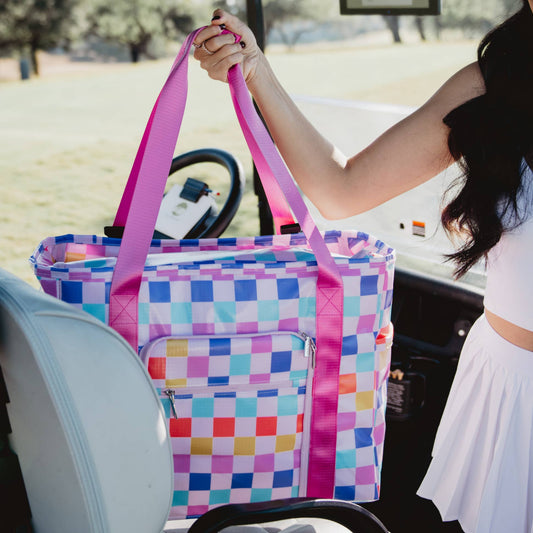 Multicolored Checkered Oversized Foldable Tote