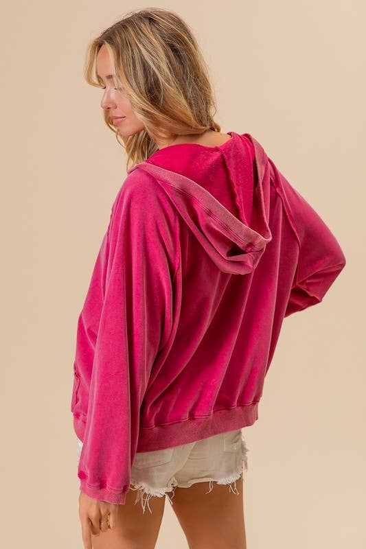 Washed French Terry Hoodie Top